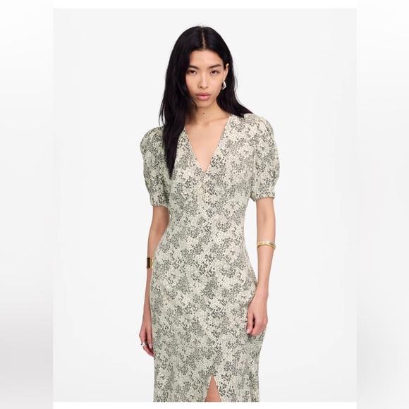 NWT Madewell Puff-Sleeve V-Neck Maxi Dress in Floral Size 6 - Picture 2 of 11